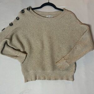 Poof! Women's Button-Accent Beige Sweater